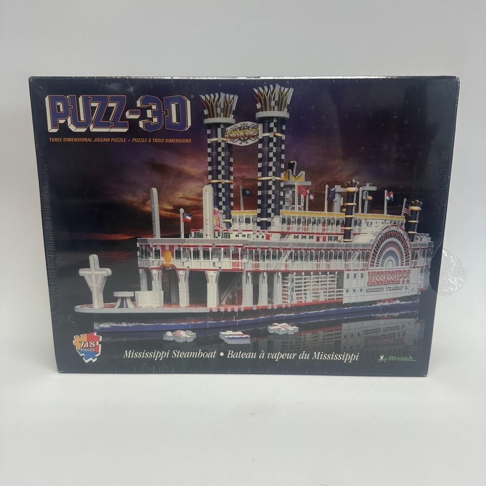 New Wrebbit Puzz 3D Mississippi Steamboat 718 Piece 3D Puzzle - Read!